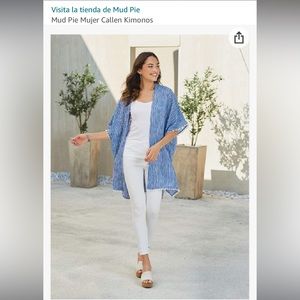 Cover up kimono shawl blue MudPie one size